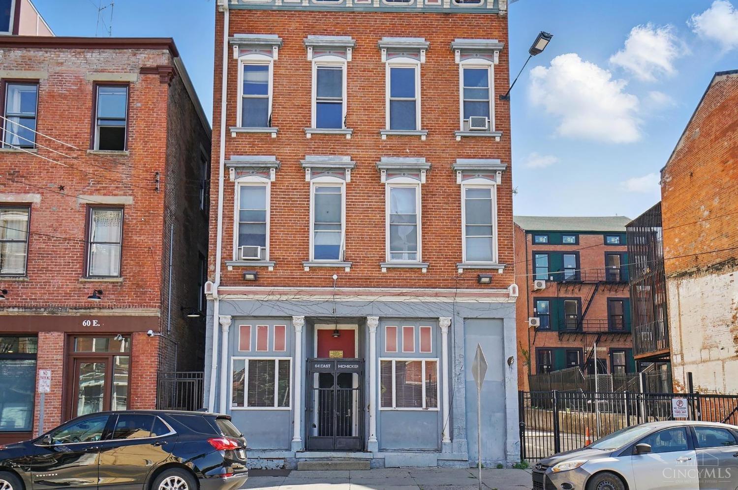 Incredible Investment opportunity, This property has potential for 6, one bedroom units and a commercial space on the first floor. The property has a 30x120 gated off street parking area, enough for 6 vehicles. Recent roof replacement included 2 layers of ice dam, 2 layers of synthetic waterproofing, new box gutters and plywood decking. Property is eligible for $115,000 in Cincinnati City Historic Abatements. Seller has available, City approved architectural plans. There is no current bathroom or bedrooms.