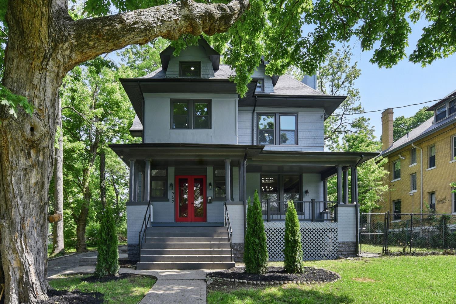 This stately Avondale mansion offers a blend of old world workmanship with meticulously renovated living space. The entryway is adorned with original woodwork which flows into an abundance of living are. Tray ceilings, pocket doors and refinished hardwoods galore on the first floor. You will find many luxe choices combined with the original finishes from the 1910 era of this beauty. All new eat in kitchen with oak cabinets, quartz countertops and Italian tile is the epitome of modern living. The recreational room has a full bathroom and a well sought after walkout. This flex room could serve as a mother in law suite, apartment, office, teenagers dream , man den or an executive space. The primary bedroom suite features high ceilings, large windows, and a private bathroom. The additional six bedrooms offer a variety of configurations to suit diverse living arrangements. Great location with tremendous potential, close to St X, expressways, hospitals ,downtown & NKY and much more !