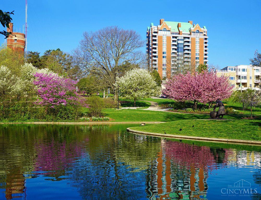 Luxury meets location! This 2,670 SF 14th-floor St. James condo offers stunning views of Eden Park (Standpipe Water Tower in foreground) and the downtown skyline from the living room/study. Enjoy floor-to-ceiling windows & 3 balconies showcasing the Ohio River, Downtown & KY hills. Hardwood floors, abundant storage, and a private elevator. The primary suite boasts a fireplace, walk-in closet, and spa bath. Building amenities offer a new level of lifestyle that include porte-cochere, 24-hr doorman, concierge, pool, fitness center, event space, guest suites, 2 garage spaces, and 2 storage units. Steps to Eden Park, Art Museum, Krohn, Playhouse, and Mt. Adams breathtaking day & night views.