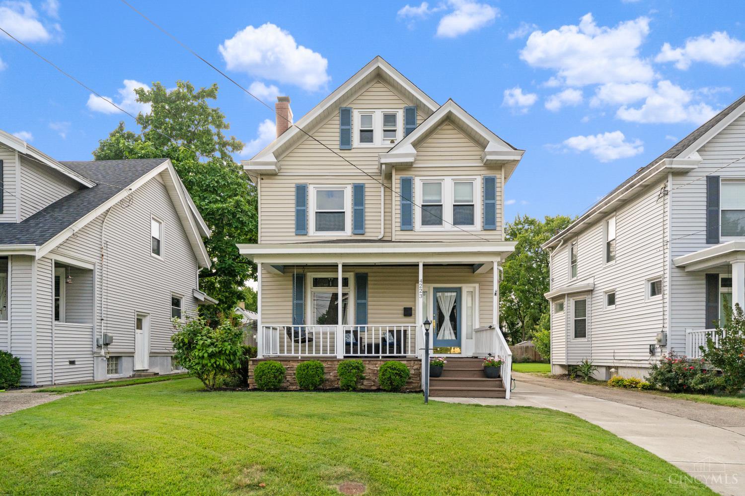 Charming & Updated 4-Bedroom Home in the Heart of Oakley! This renovated 3-story blends classic character with modern style, featuring 4 bedrooms, 1.5 updated baths, gorgeous hardwoods, 9-ft ceilings, exposed brick, and a 2 car garage. The open kitchen was fully renovated in 2023 with quartz counters and new appliances, flowing into bright living/dining areasperfect for entertaining. Fresh paint, new carpet, lighting, Gilkey windows, smart thermostat, and Ring doorbells add modern comfort. Bathrooms boast new quartz counters and fireplaces have been retiled and updated with new gas ventless insert. Privacy fenced yard offers a paver patio, built in fire pit, and beautiful landscaping. Exterior updates include maintenance to gutters, roof, and upgraded electric to patio/garage. HVAC tuned, plus new washer/dryer. Just steps to Oakley shops, Factory 52, and Wasson Way!