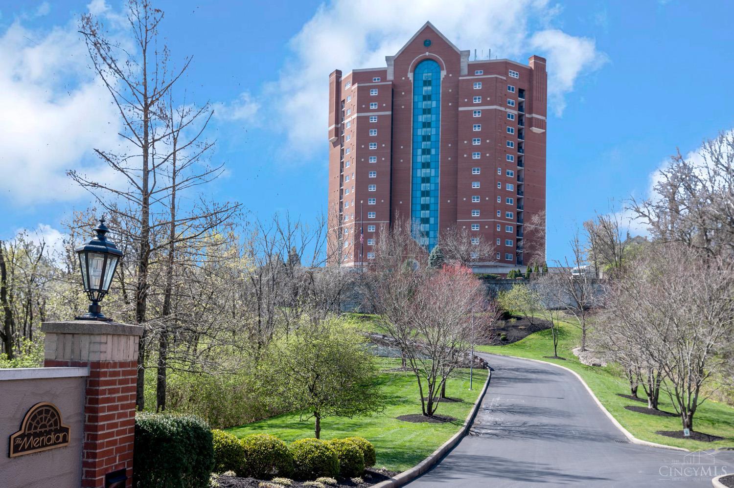 Panoramic river, downtown & Kentucky views from every window of this 2400 square foot Meridian condo! Spacious primary bedroom suite, living & family room, walkout to private terrace, granite stainless eat-in kitchen, in unit laundry, marble floors, crown moldings, 2 car garage - doorman, fitness room, pool - 1 of only 3 units on the floor!