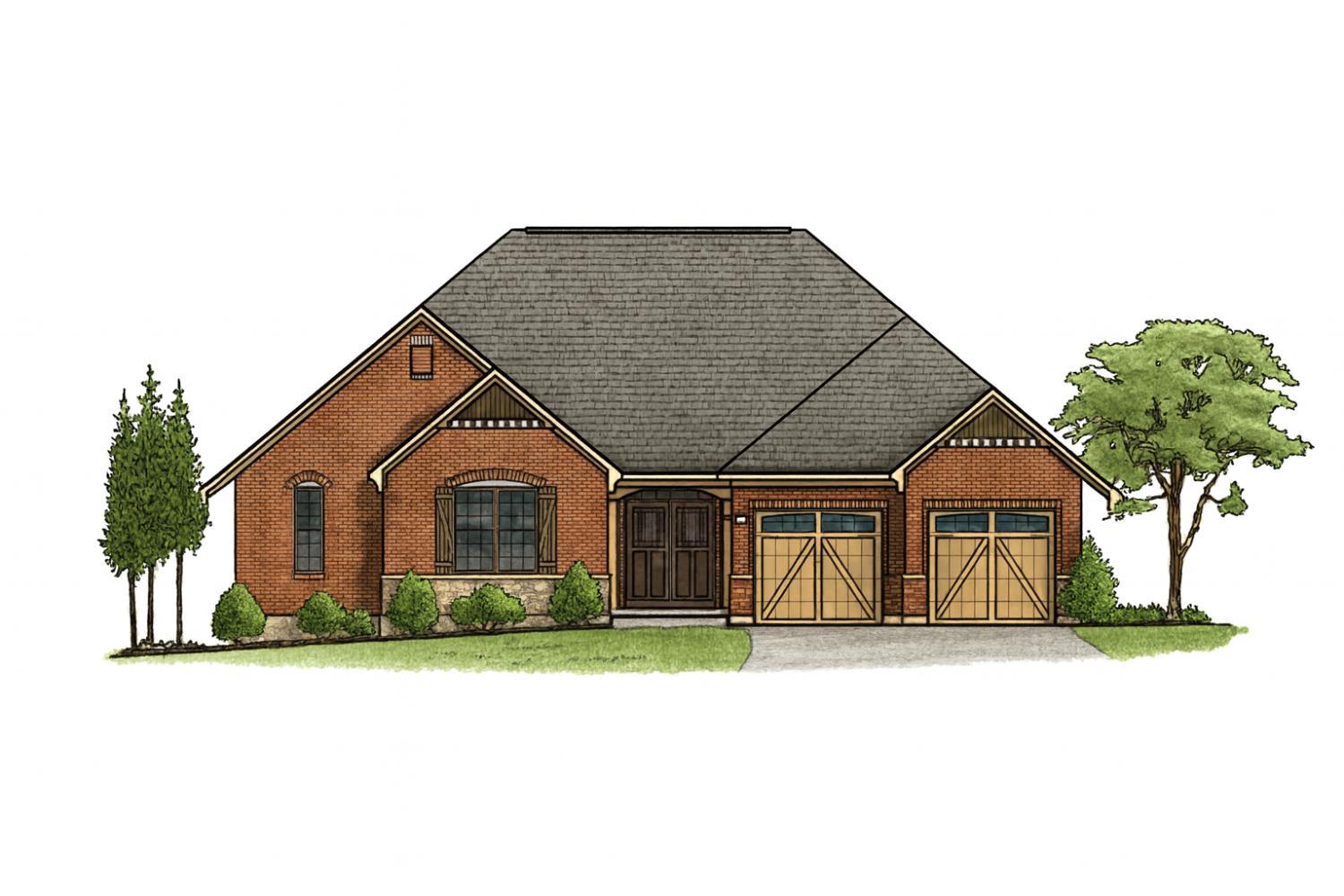 Custom Ranch style home by George Thomas Homes. This stunning home features 11 foot ceilings in Great Room, eat-in kitchen with island bar with walkout to covered deck, owner's suite includes large walk-in closet & adjoining bathroom; finished lower level with 9 foot ceilings, walkout to patio, family room, bedroom & full bathroom; 2 car garage.