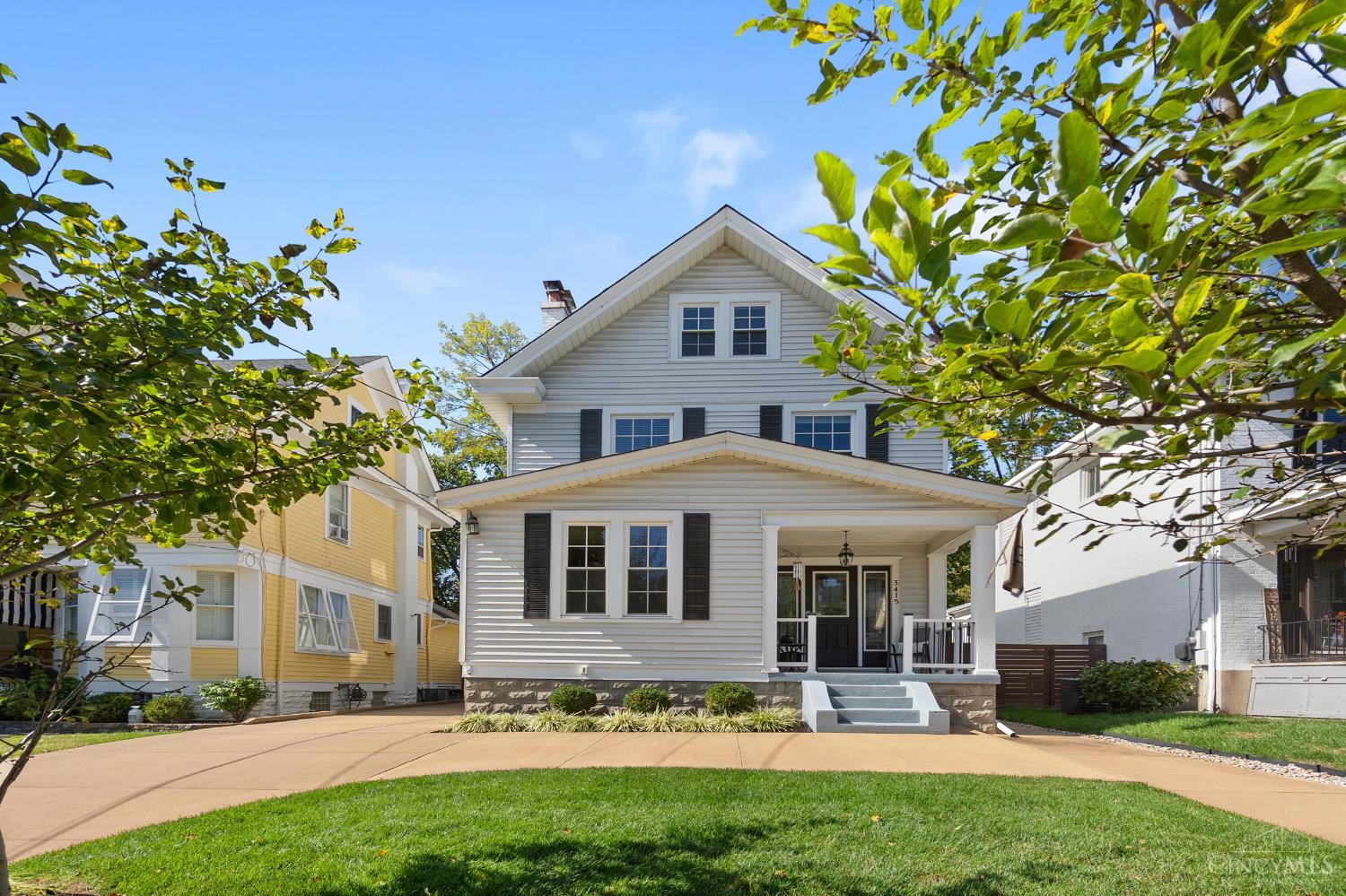 Large 2200+ square foot home situated ideally between Observatory Ave. and Erie Ave. right in the heart of Hyde Park!  The well done landscaped curb appeal, extra driveway space, and charming front porch welcomes you home to 3415 Paxton Ave.  A wood privacy fence continues around the back of the house for a totally enclosed exterior area complete with space for outdoor dining and entertaining.  Inside, several spaces throughout the house can be utilized to suit buyer's needs: 4 - 5 bedrooms, home office space, separate family room, exercise room, play room, etc.   This house boasts a beautiful blend of traditional Hyde Park charm with updates throughout, all while being meticulously maintained...all in an unbeatable location.