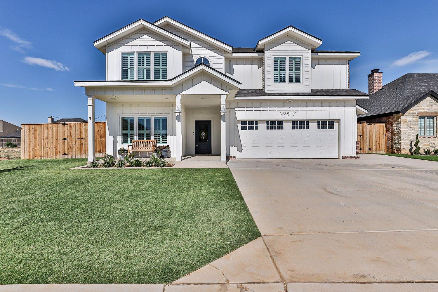 Absolutely Stunning in Shallowater!Crafted by MCR Custom Homes,This 1 Year Old Beauty has Elements of  Modern Farmhouse...Think Clean Lines & Neutral Palette,Then Mix in the Moody Shade of Inkwell in All the Right Places & You Are HOME!Beamed Living Area w/Cozy Fireplace...Windows to the Irresistible Outdoor Living Spaces- Quartz Countertops,Luxury Vinyl Plank Flooring,Custom Window Treatments-Dine in Style w/Island Seating & Built-in Bench Framed by Handcrafted Cabinets-Chef-Ready Kitchen...Gas Cooktop,Quartz Countertops,Super Pantry-Brick Accents in Kitchen & 4th Bedroom/Office-Primary Retreat w/Gorgeous Ensuite Bath...Double Sinks,Soaking Tub & Beautiful Shower-Excellent Closet Flows into Laundry Area! More Living Upstairs...Creative Play/Toy Area & Family/Media Room w/Walk-Out Storage Plus 2 Charming Bedrooms & Bath- Outdoor Living Just May be the Family Favorite...Artfully Designed w/20x20 Covered Patio, Raised Beds, Soothing Fountain & String Lights-This One Just Feels Like HOME!