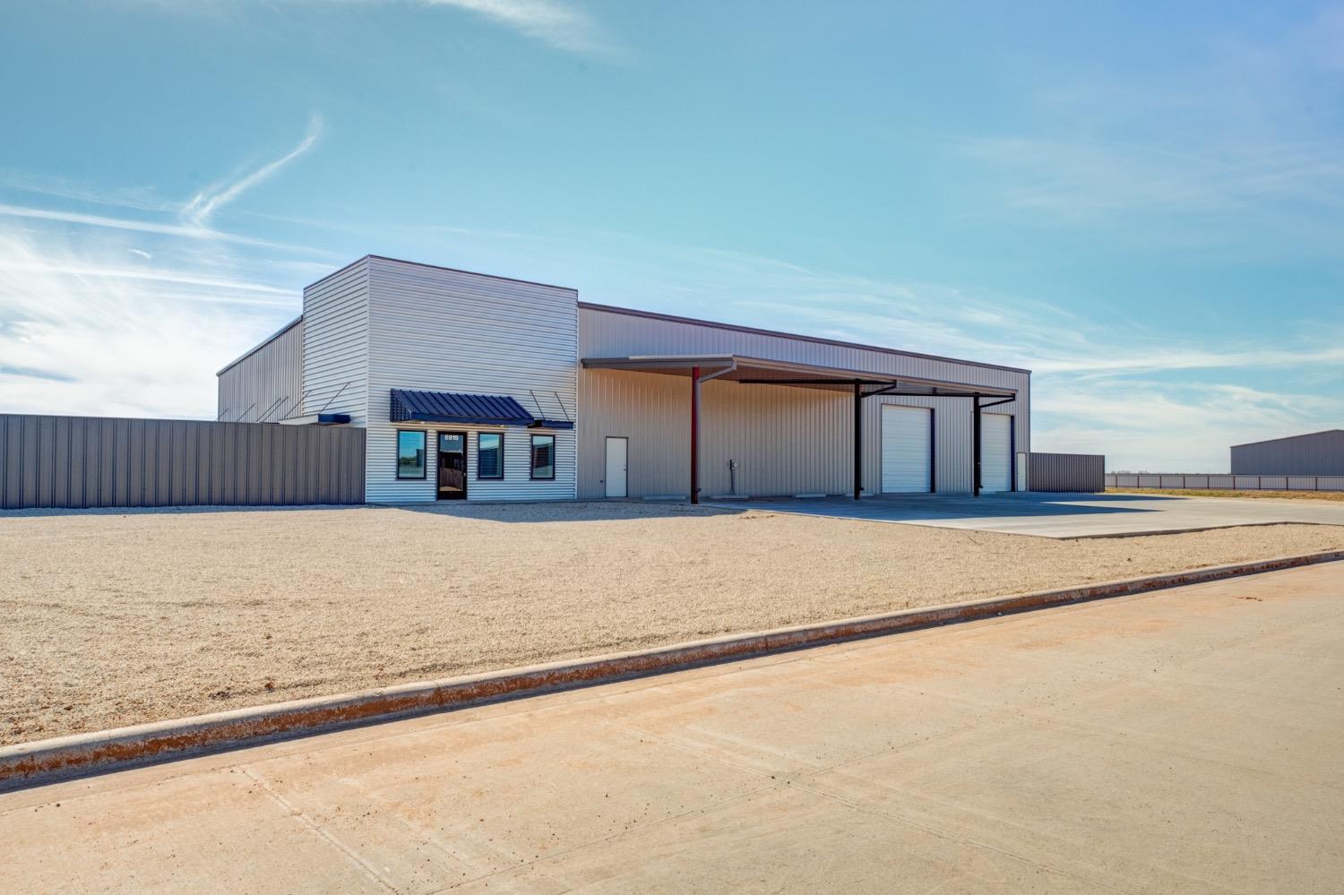 7,500 sq ft new construction steel building on a 1 acre lot in Inler Business Park. 1,812 sq ft foot of office with 5,688 sq ft of warehouse. The office space features 6 offices, a reception area, kitchen/break room, a bathroom, vinyl plank floors, and granite countertops. The warehouse is foam insulated, has two 14' overhead doors, its own restroom, and 16' ft sidewalls. The front parking will be asphalt and there will be a 7' metal fence surrounding the crushed concrete stack yard. Located out of the city limits this building has its own well and septic with SPEC electricity. Also has Atmos natural gas with gas furnace.