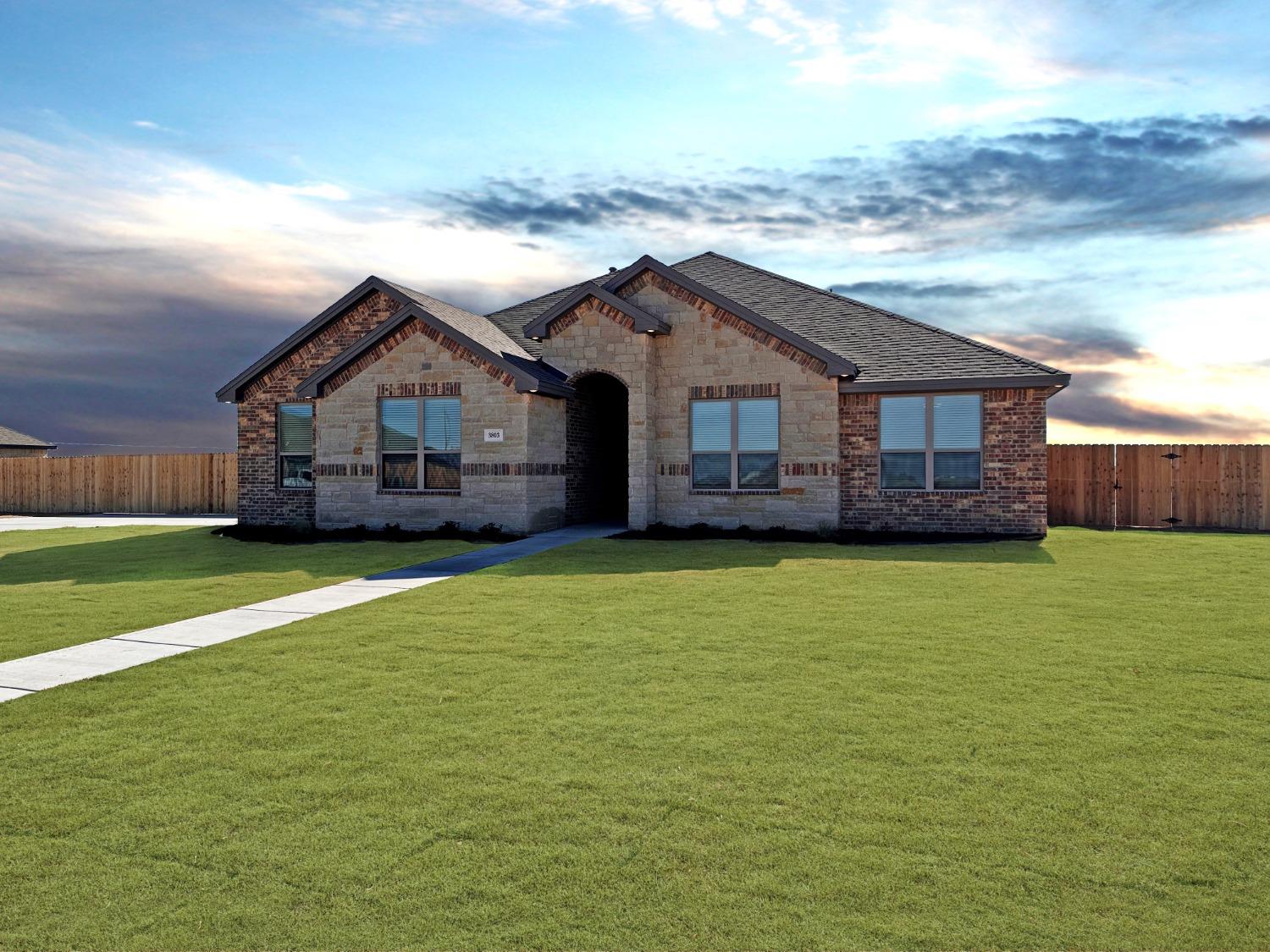 **Now Completed!**South Lubbock Beauty!  Brand new Homemakers home located in Park Hill Estates. 2,385 Sq. Ft.  4 bed, 3 full baths, 2 car garage on a sprawling one-acre lot. Aubrey Floorplan.  Sod & Sprinkler in front yard included. All on one level.