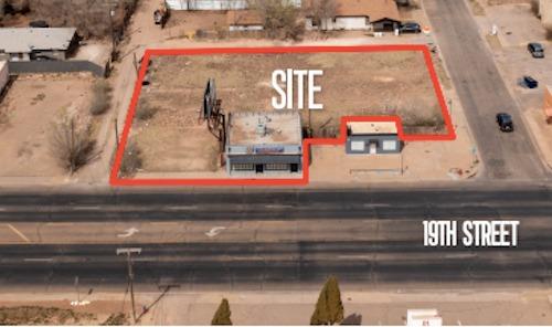 Right under a half acre on 19th Street, great redevelopment opportunity, or retail buildout! Let you imagination loose and think about what could be done here. Building currently leased for $1,600 per month on a new 12 month lease. Ground lease available for $2.00pf or appr $3000 per month.